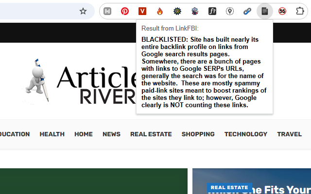 Screenshot of blacklist checker