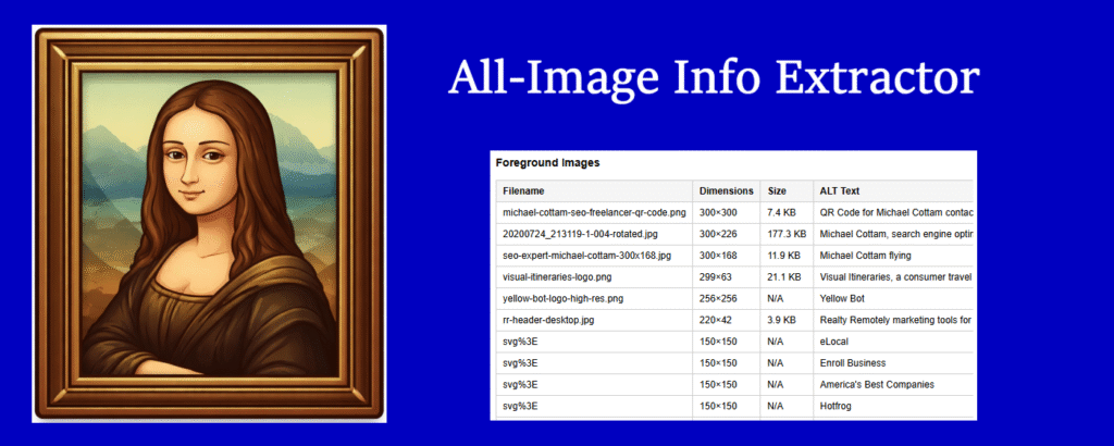 Extract info for all foreground images on the current page